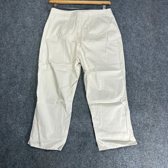 J Jill Pants Womens 12 Cream Cotton Stretch Straight Leg Crop Zip Fly Pockets - Picture 6 of 7